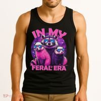 In My Feral Era Awesome Raccoon Cringe Meme Funny Raccoon Tank Top thumb 3