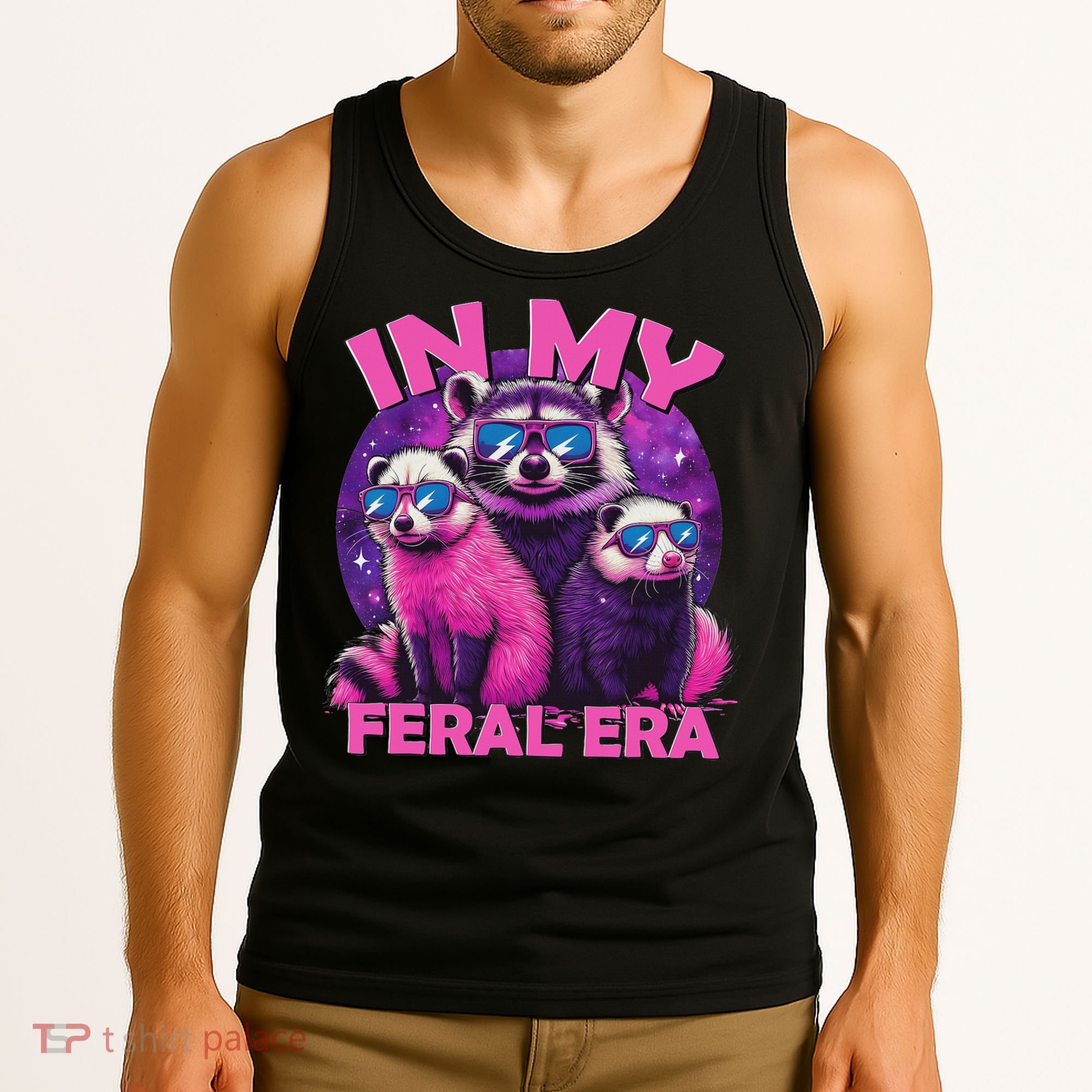In My Feral Era Awesome Raccoon Cringe Meme Funny Raccoon Tank Top