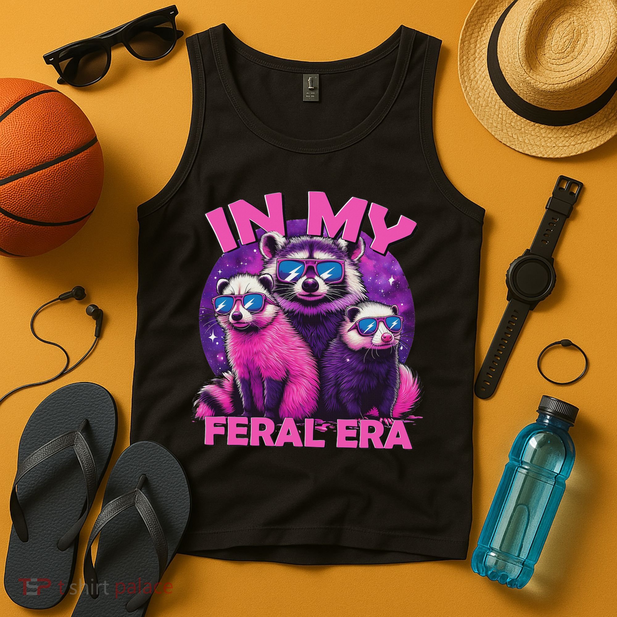 In My Feral Era Awesome Raccoon Cringe Meme Funny Raccoon Tank Top