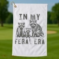 In My Feral Era Racoons Meme Golf Towel thumb 1