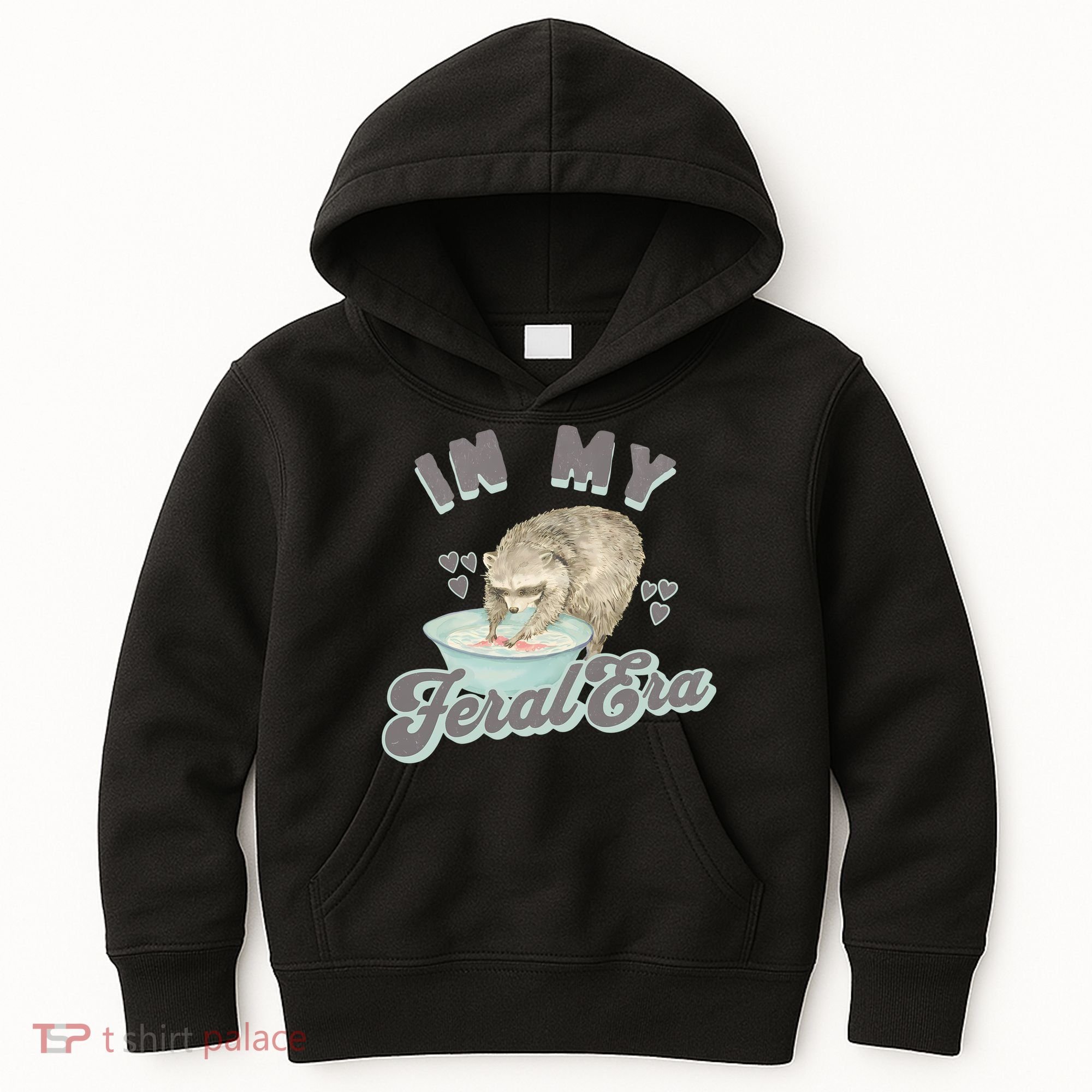 In My Feral Era Raccoon Kids Hoodie