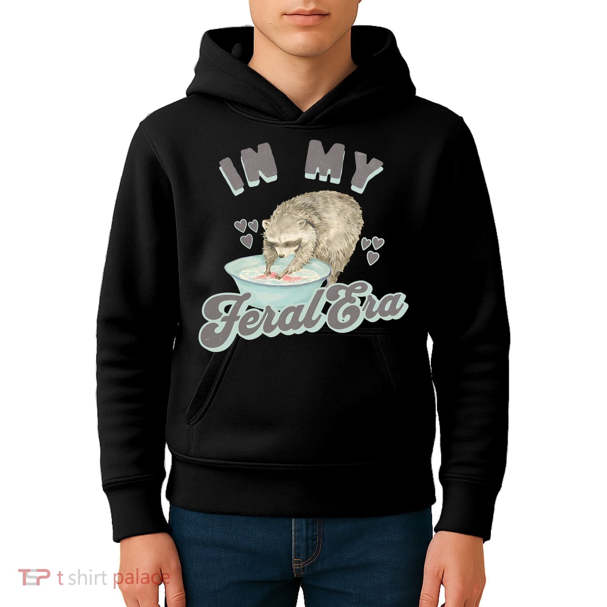In My Feral Era Raccoon Kids Hoodie