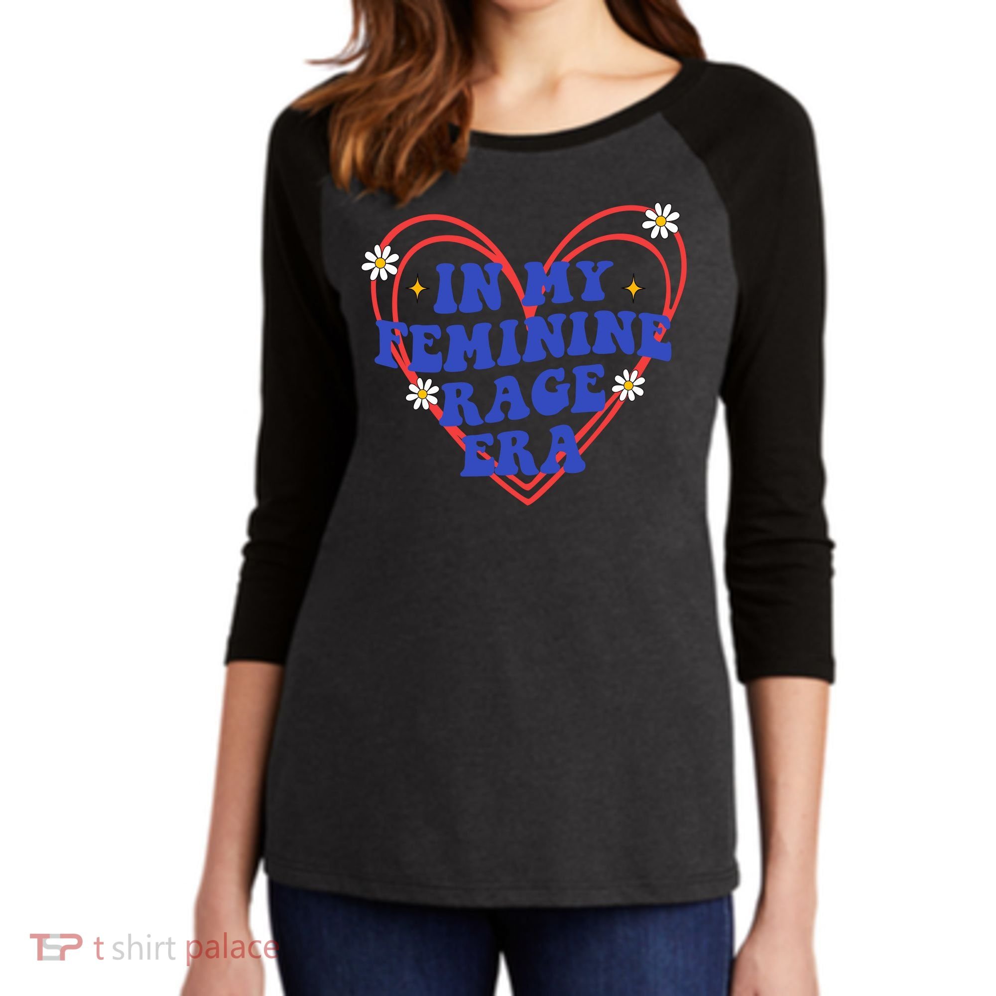 In My Feminine Rage Era Women's Tri-Blend 3/4-Sleeve Raglan Shirt