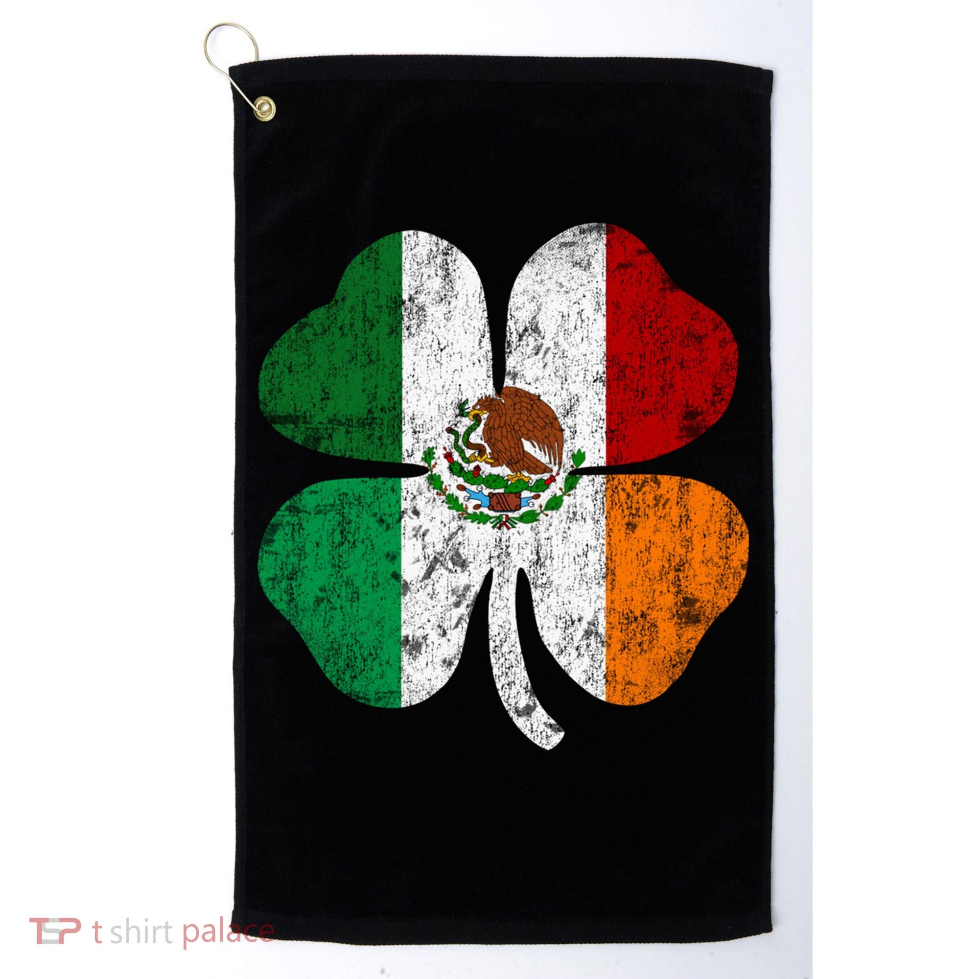 Irish Mexican Flag Ireland Mexico Shamrock St Patricks Day Gift Golf Towel