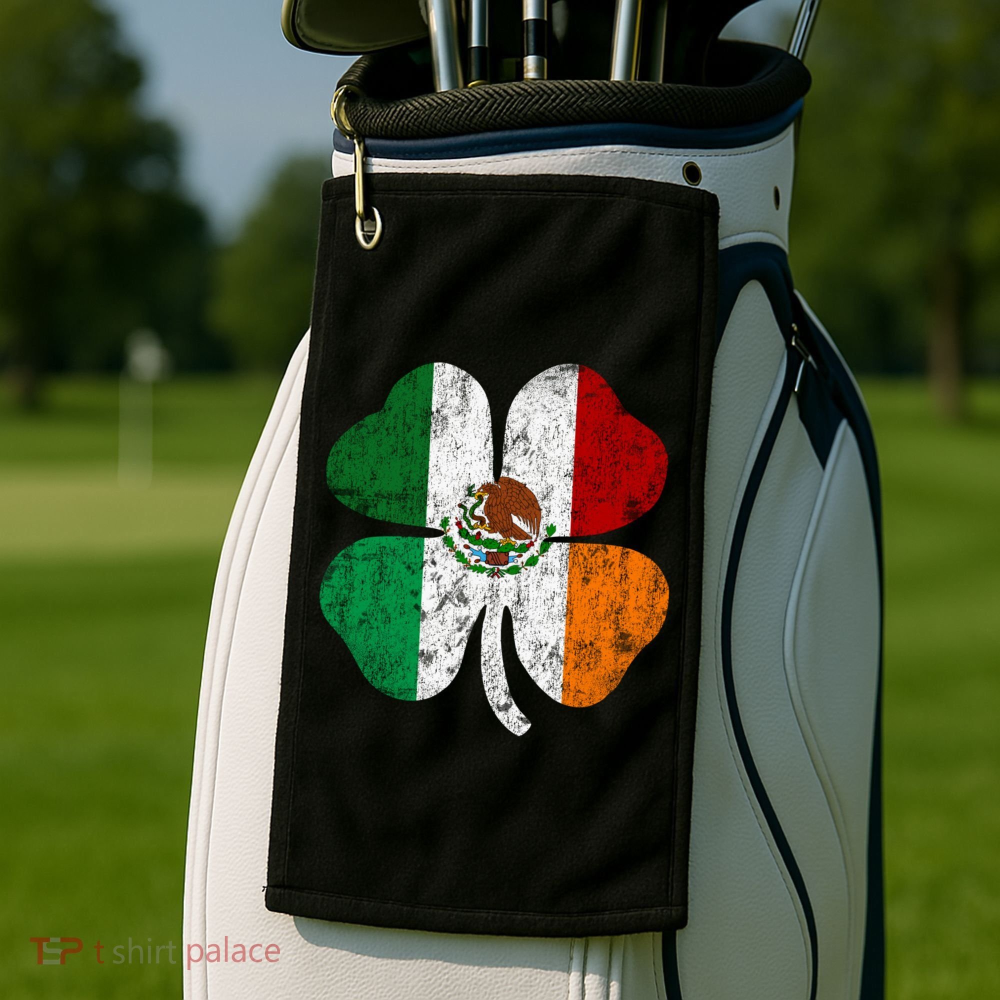 Irish Mexican Flag Ireland Mexico Shamrock St Patricks Day Gift Golf Towel