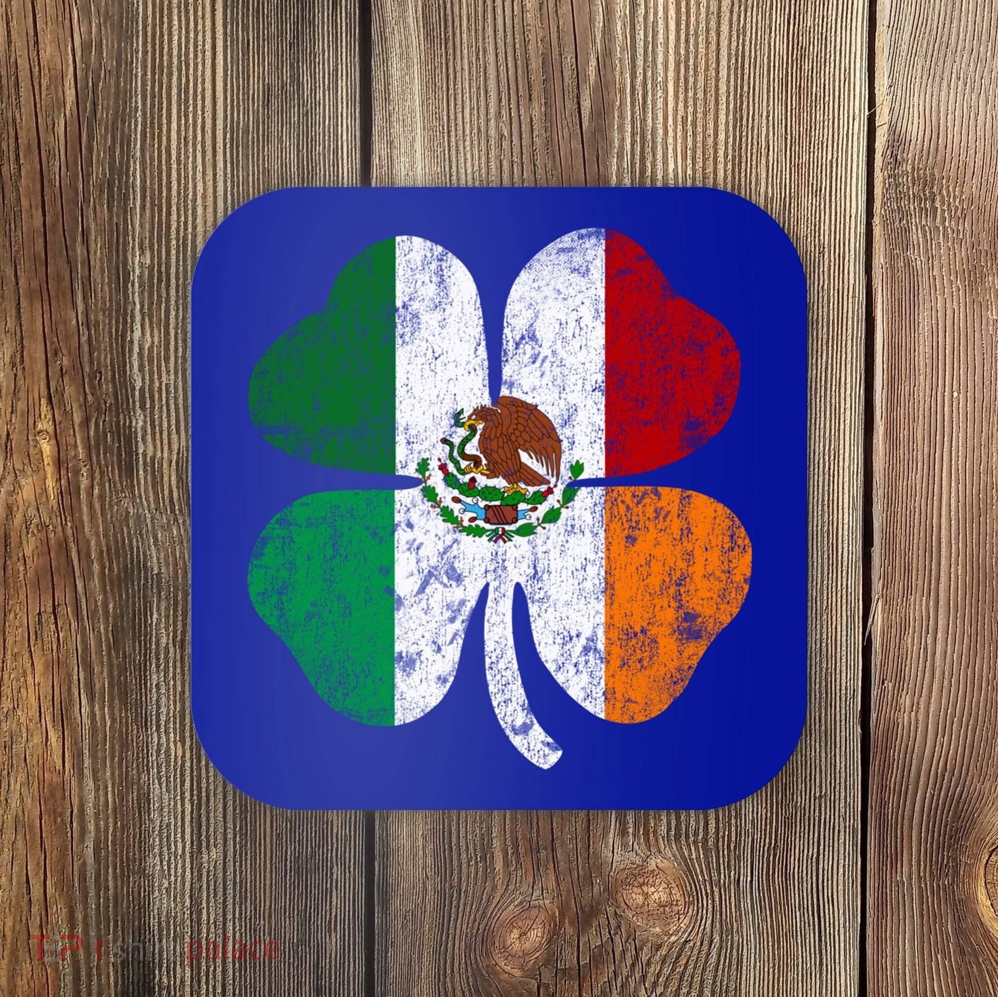 Irish Mexican Flag Ireland Mexico Shamrock St Patricks Day Gift Coaster