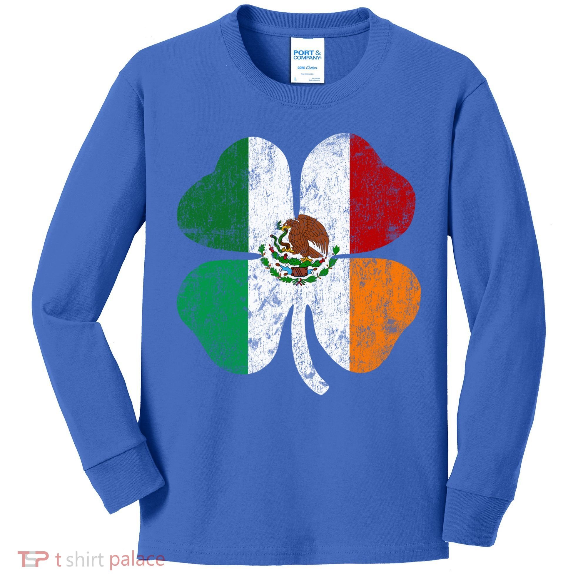 Irish Mexican Flag Ireland Mexico Shamrock St Patricks Day Gift Kids Long Sleeve Shirt