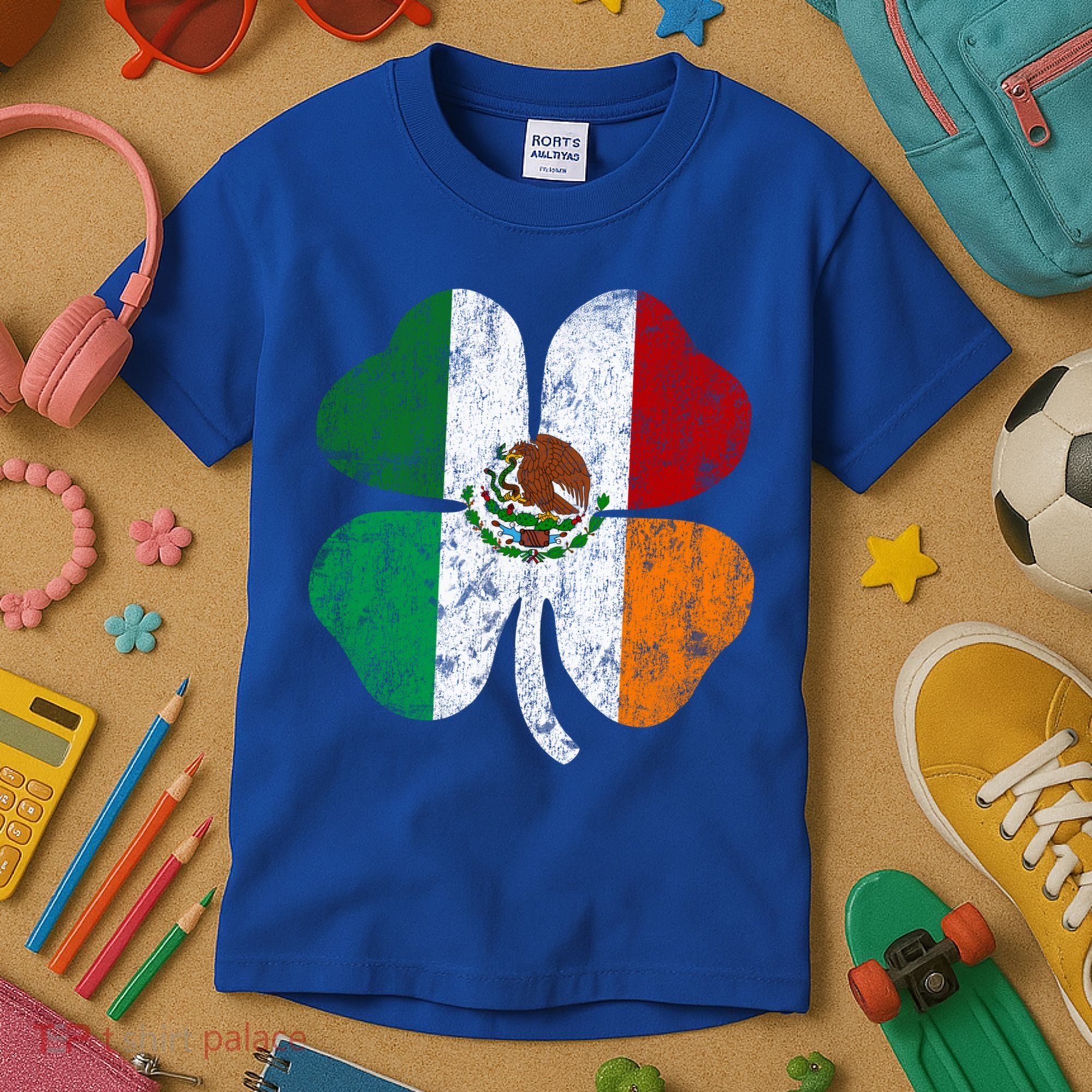 Irish Mexican Flag Ireland Mexico Shamrock St Patricks Day Gift Kids T-Shirt