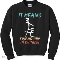 It Means Friendship In Chinese Funny Sarcasm Kids Sweatshirt thumb 0