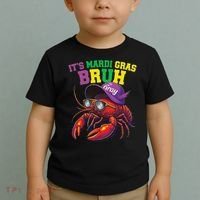 Its Mardi Gras Bruh Dabbing Crawfish Carnival Women Toddler T-Shirt thumb 2
