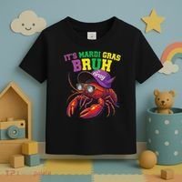 Its Mardi Gras Bruh Dabbing Crawfish Carnival Women Toddler T-Shirt thumb 3