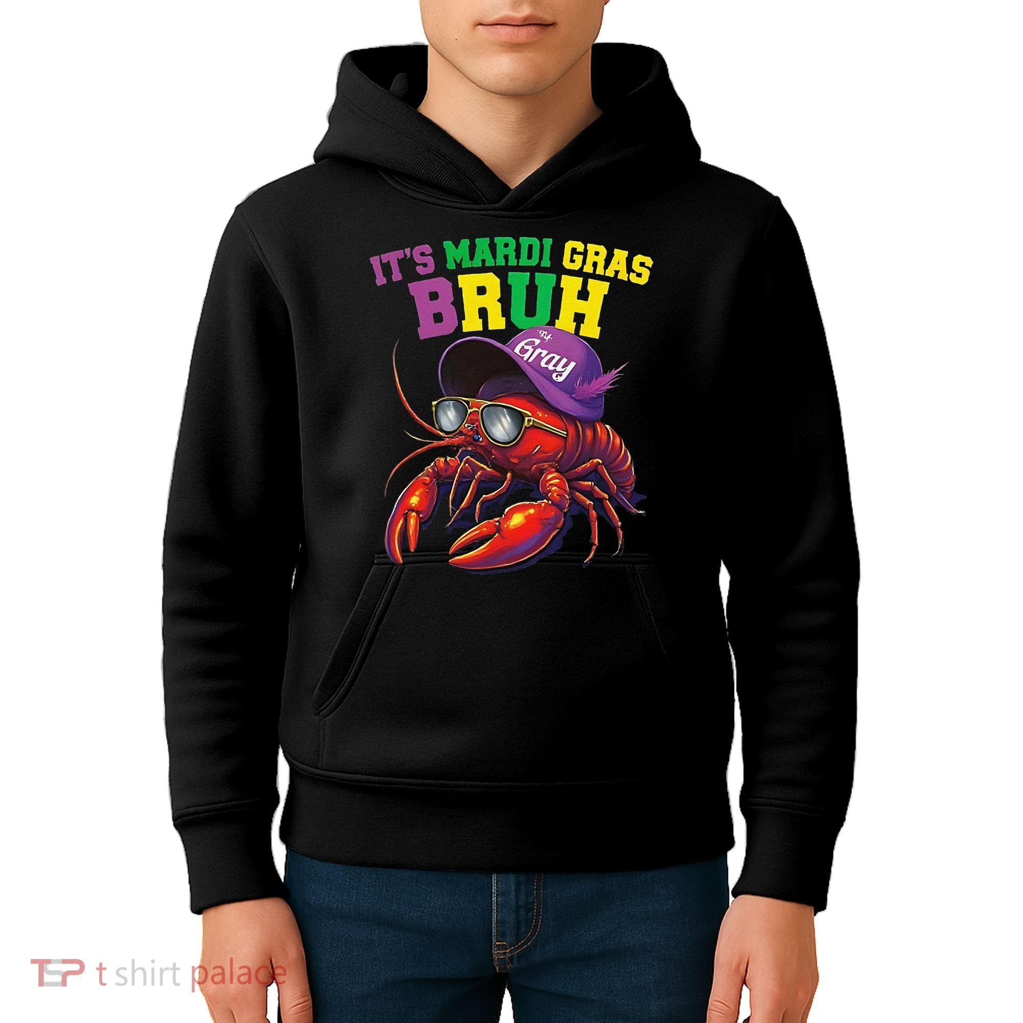Its Mardi Gras Bruh Dabbing Crawfish Carnival Women Kids Hoodie