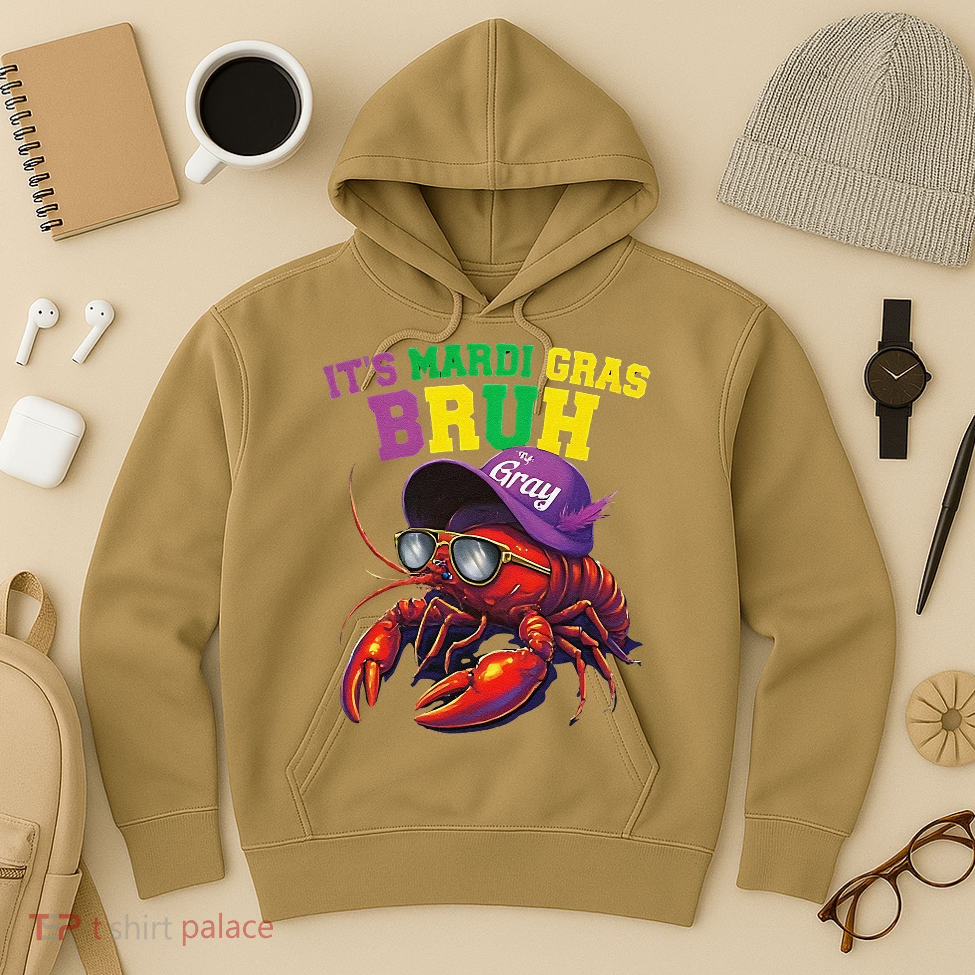 Its Mardi Gras Bruh Dabbing Crawfish Carnival Women Hoodie