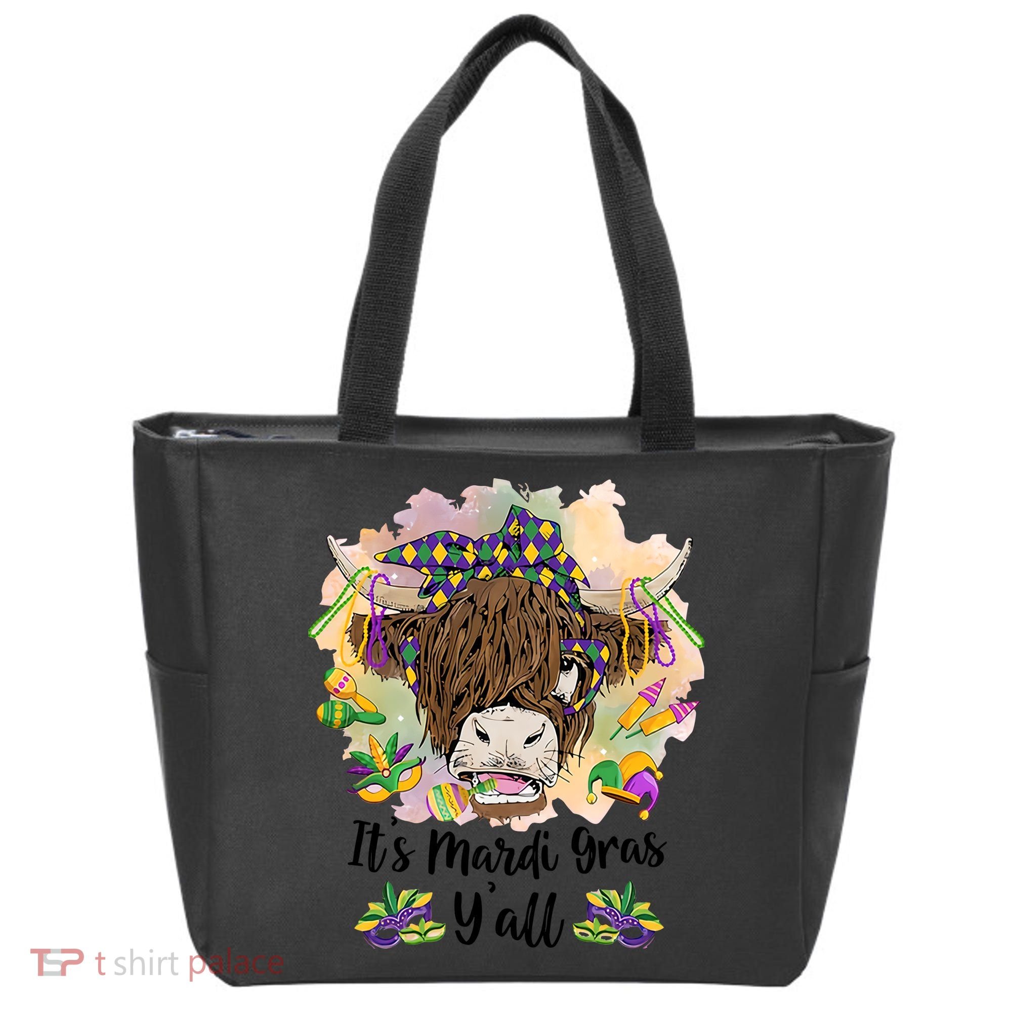 It's Mardi Gras Y'all Heifer Cow Farmer Farming Funny Tote Bag