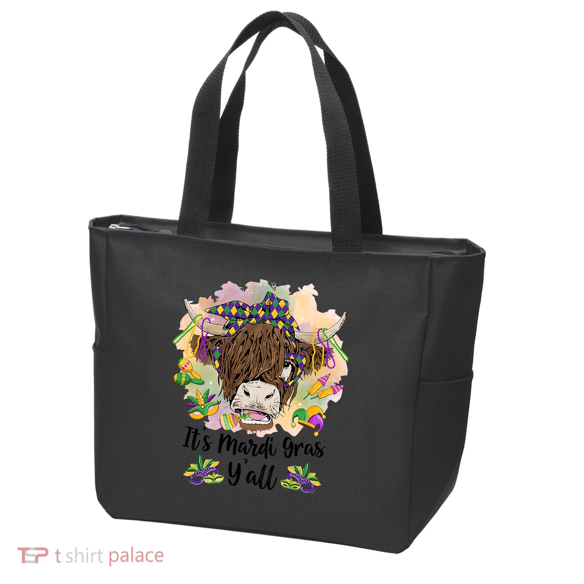 It's Mardi Gras Y'all Heifer Cow Farmer Farming Funny Tote Bag