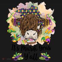 It's Mardi Gras Y'all Heifer Cow Farmer Farming Funny Tote Bag thumb 4