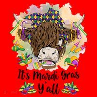 It's Mardi Gras Y'all Heifer Cow Farmer Farming Funny Santa Hat thumb 1
