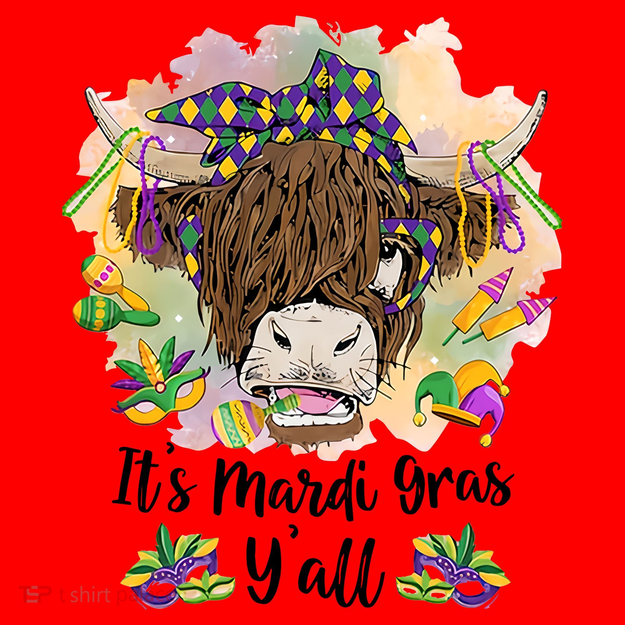 It's Mardi Gras Y'all Heifer Cow Farmer Farming Funny Santa Hat