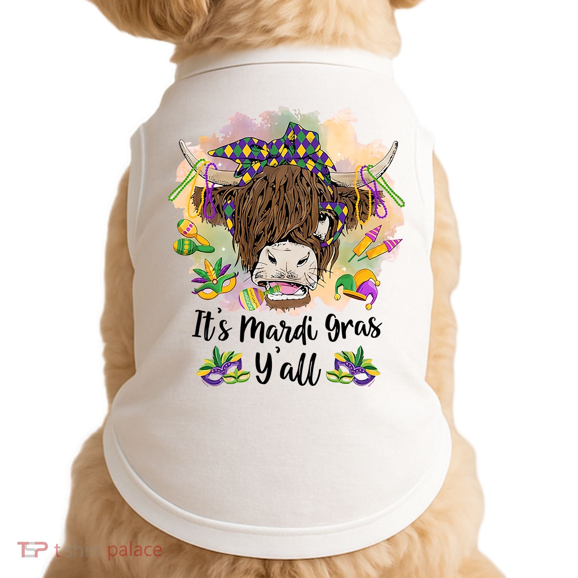 It's Mardi Gras Y'all Heifer Cow Farmer Farming Funny Doggie Tank