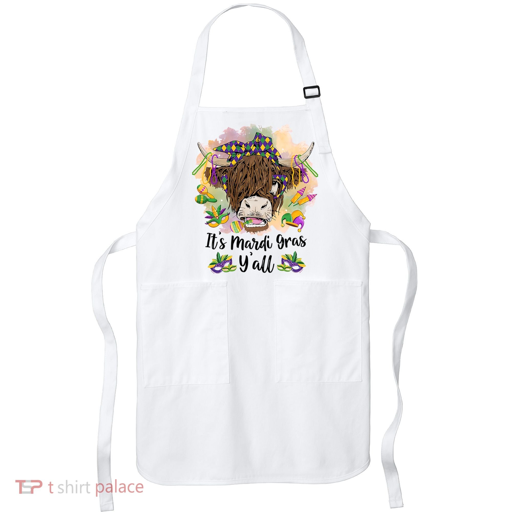 It's Mardi Gras Y'all Heifer Cow Farmer Farming Funny Apron