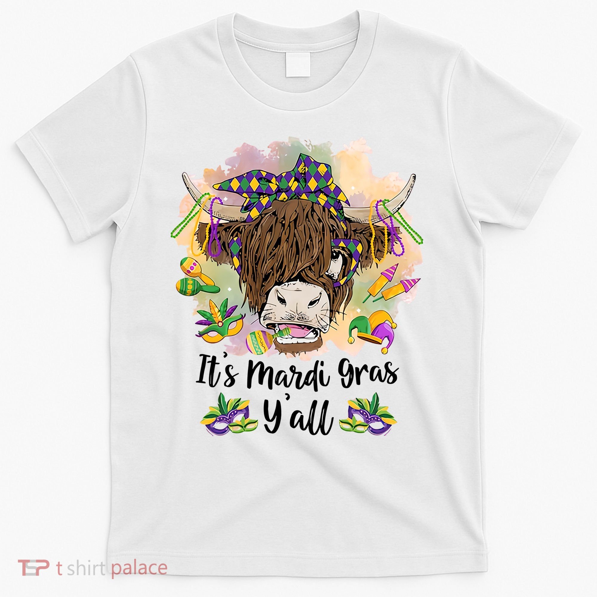 It's Mardi Gras Y'all Heifer Cow Farmer Farming Funny T-Shirt