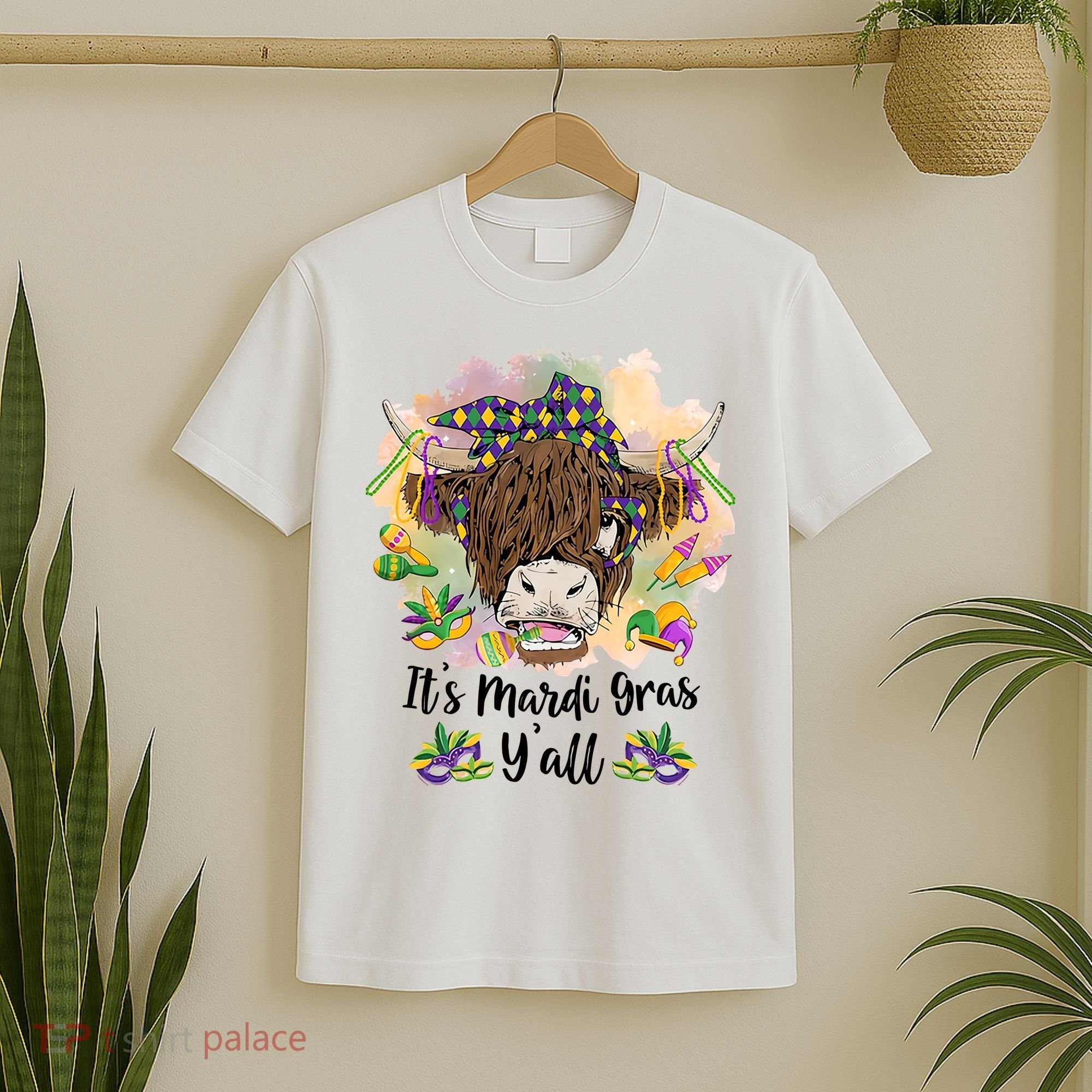 It's Mardi Gras Y'all Heifer Cow Farmer Farming Funny T-Shirt