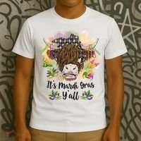 It's Mardi Gras Y'all Heifer Cow Farmer Farming Funny T-Shirt thumb 3