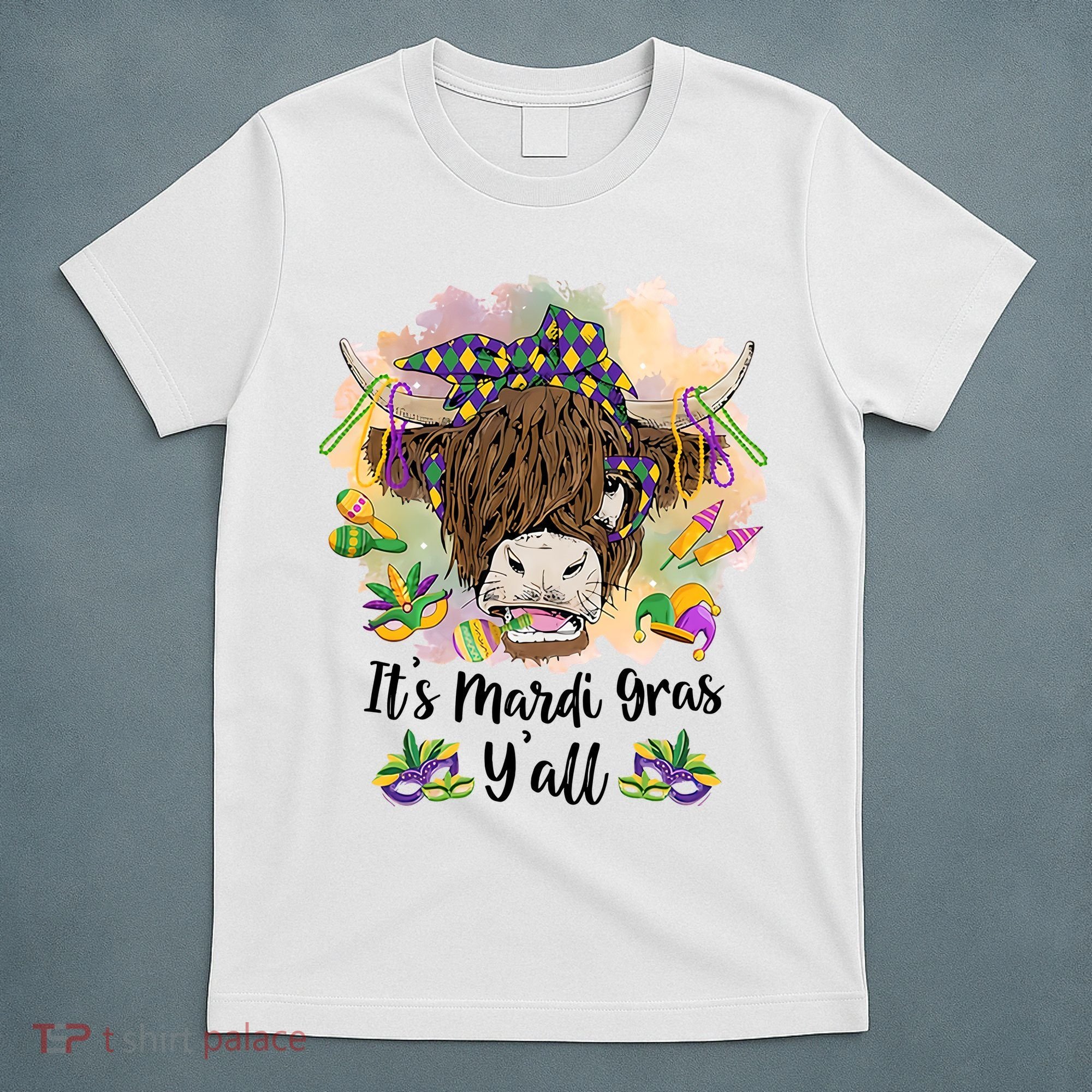 It's Mardi Gras Y'all Heifer Cow Farmer Farming Funny T-Shirt