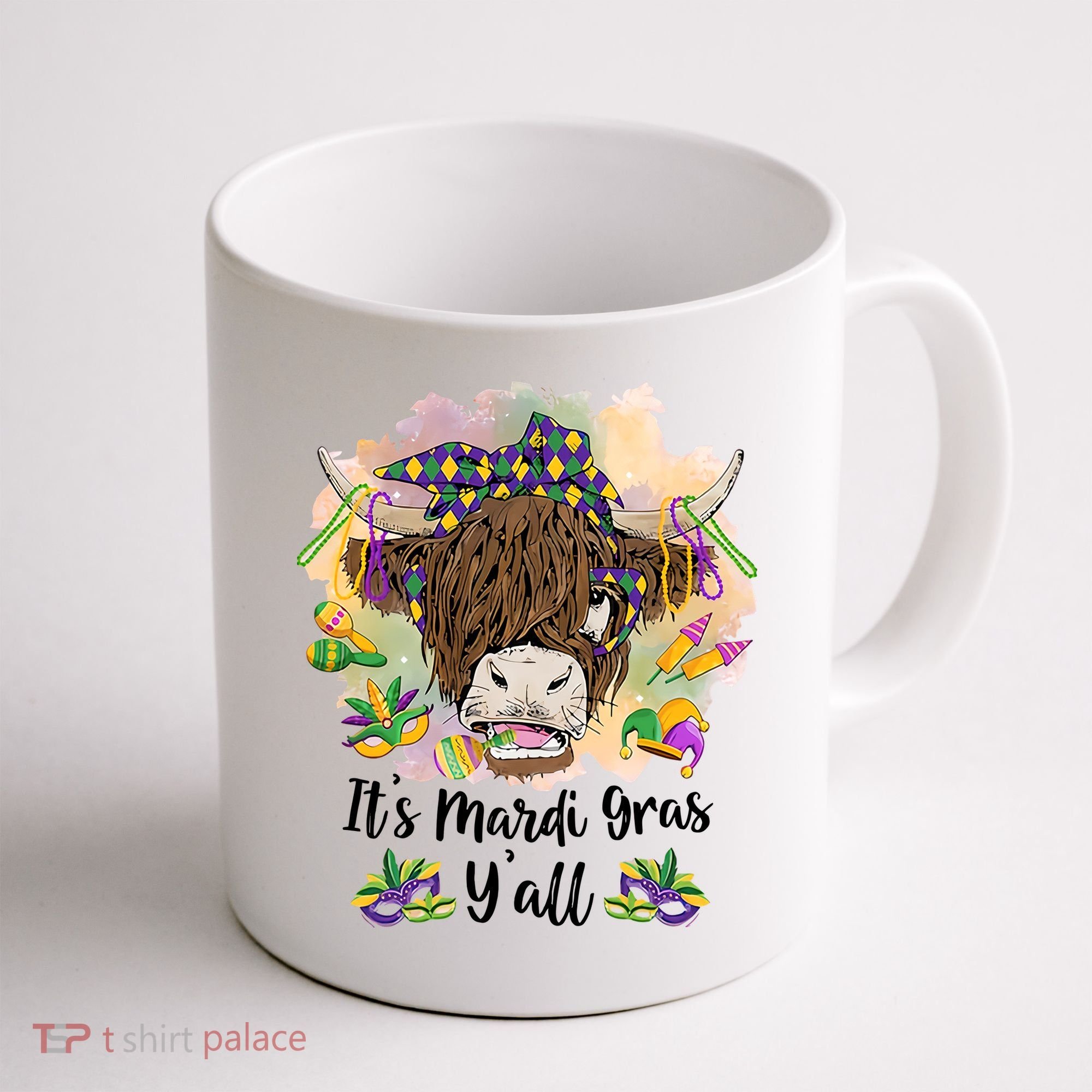 It's Mardi Gras Y'all Heifer Cow Farmer Farming Funny Coffee Mug