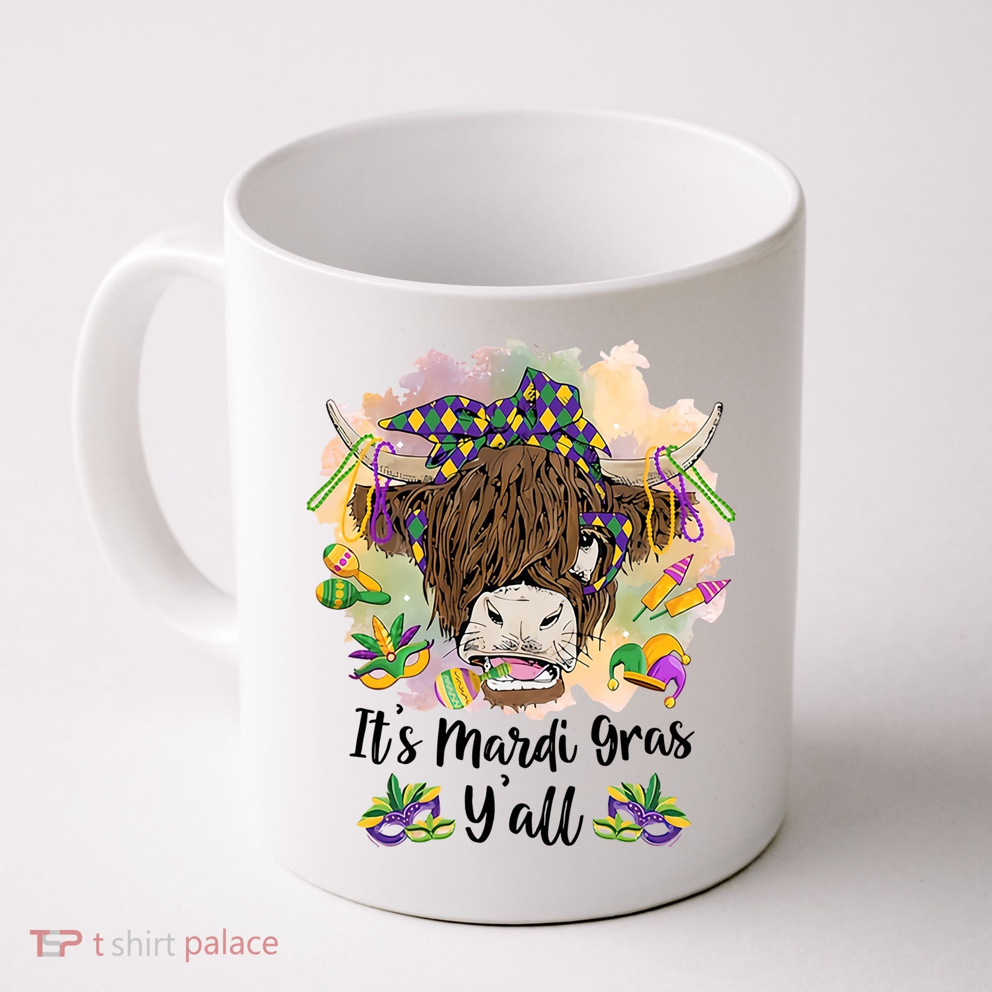 It's Mardi Gras Y'all Heifer Cow Farmer Farming Funny Coffee Mug