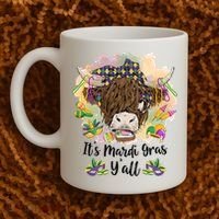 It's Mardi Gras Y'all Heifer Cow Farmer Farming Funny Coffee Mug thumb 2