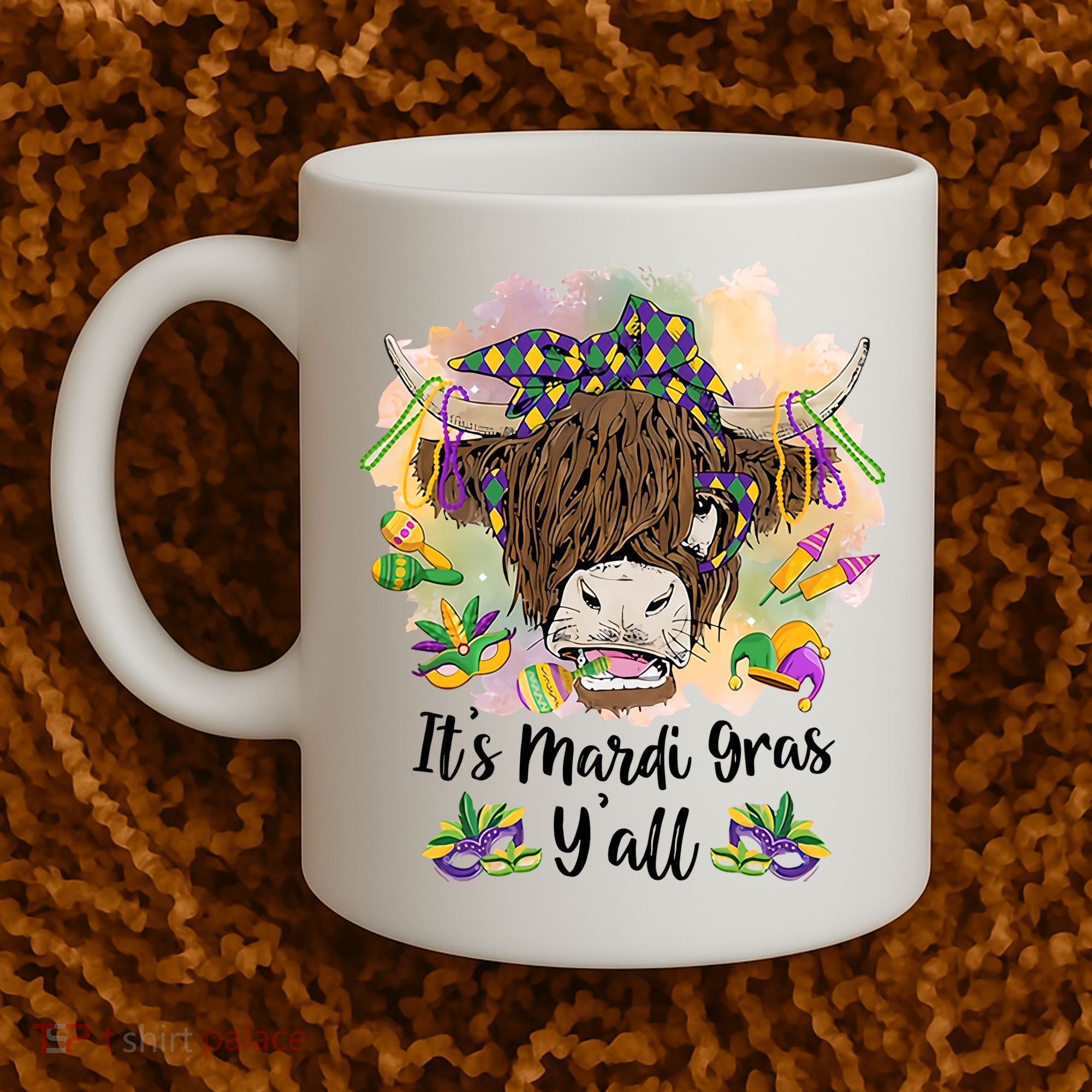 It's Mardi Gras Y'all Heifer Cow Farmer Farming Funny Coffee Mug