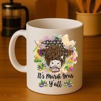 It's Mardi Gras Y'all Heifer Cow Farmer Farming Funny Coffee Mug thumb 4