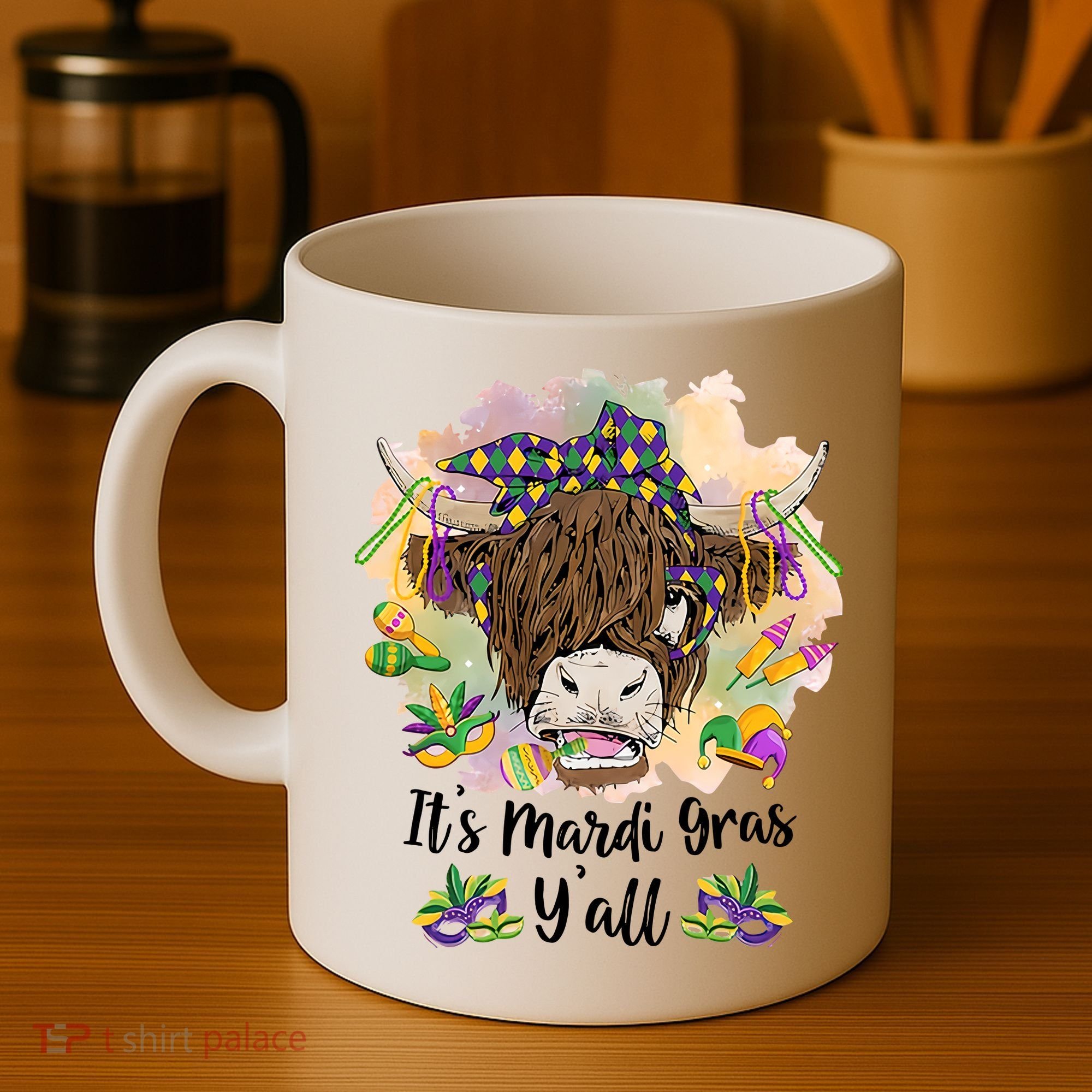It's Mardi Gras Y'all Heifer Cow Farmer Farming Funny Coffee Mug