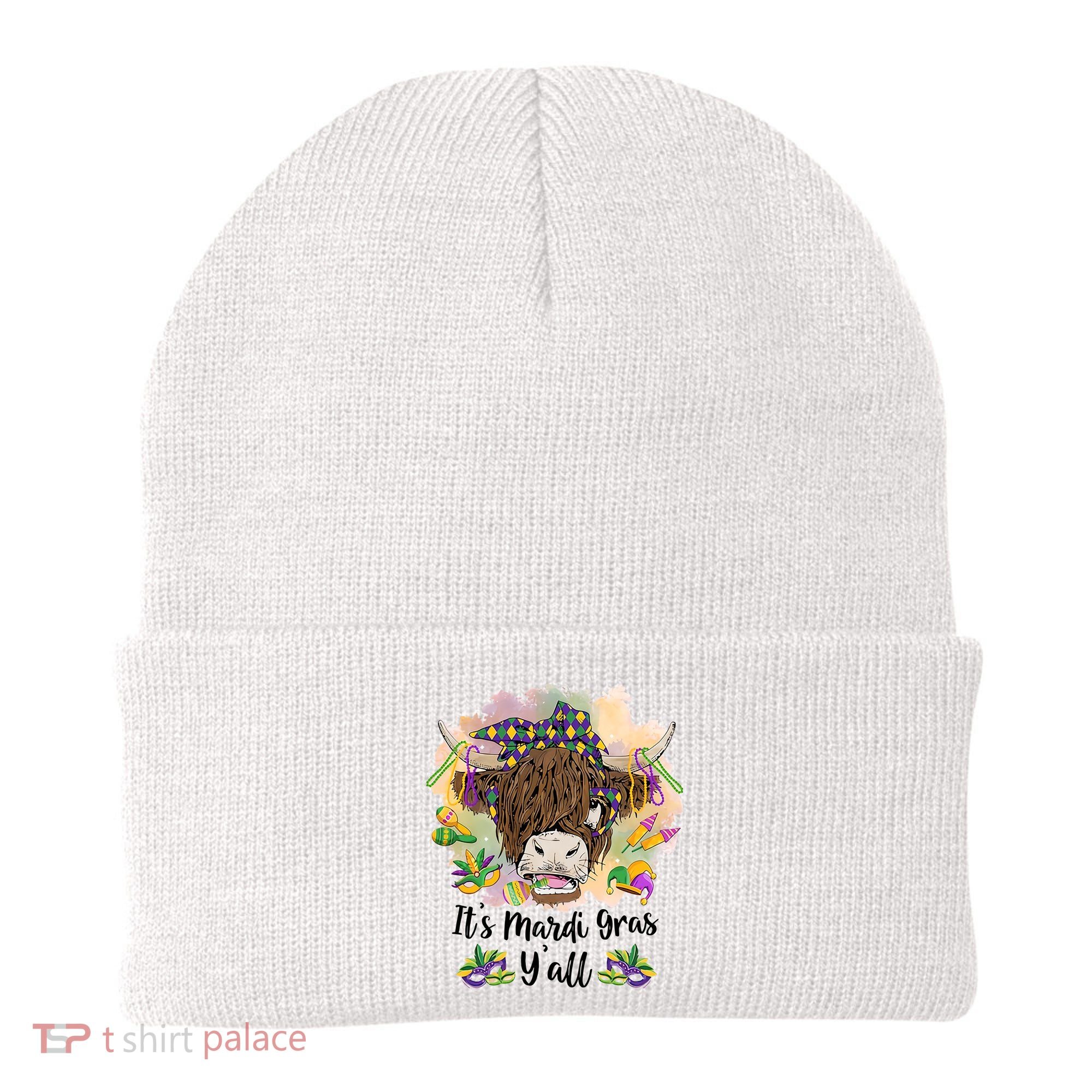 It's Mardi Gras Y'all Heifer Cow Farmer Farming Funny Beanie