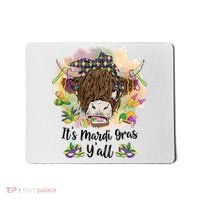 It's Mardi Gras Y'all Heifer Cow Farmer Farming Funny Mousepad thumb 0