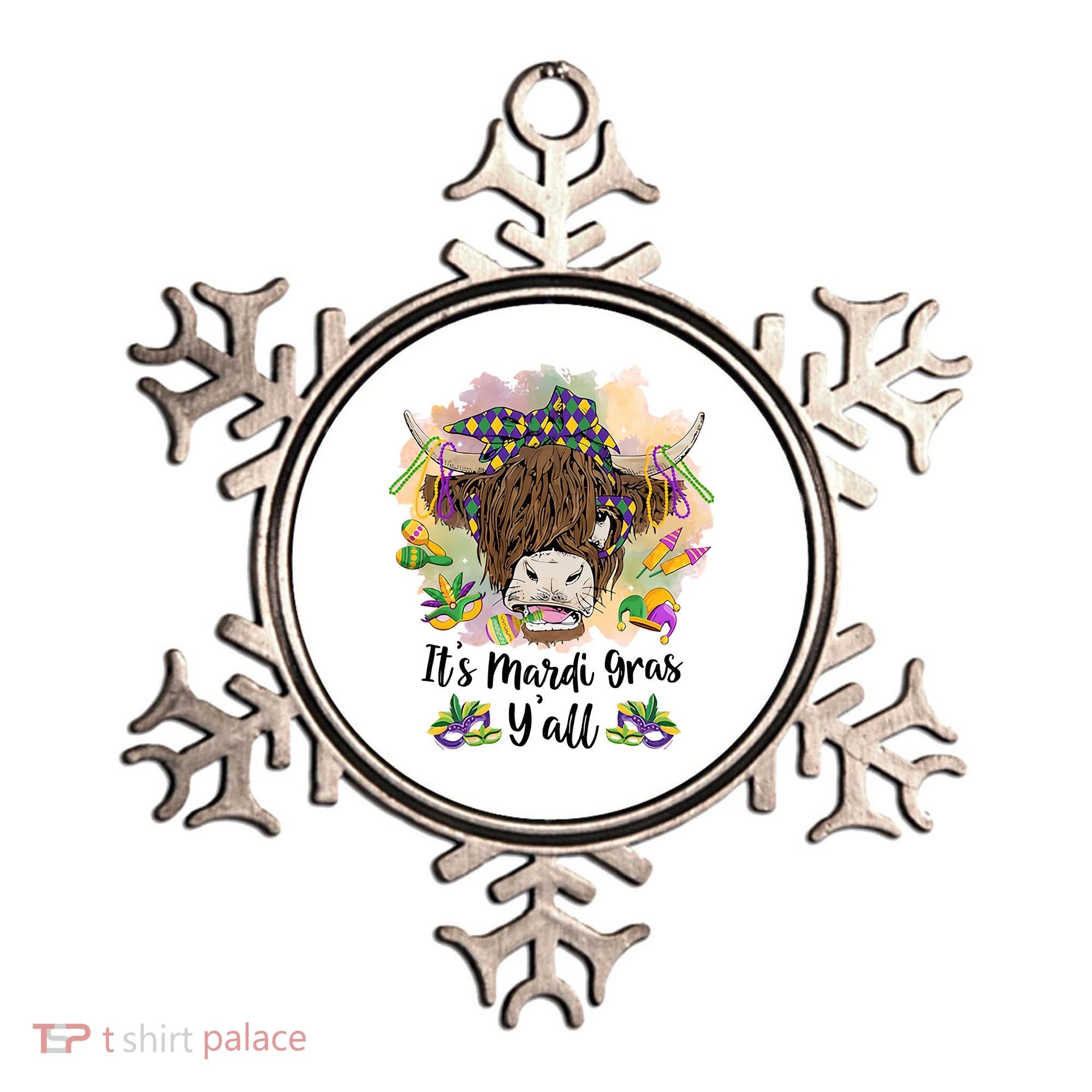 It's Mardi Gras Y'all Heifer Cow Farmer Farming Funny Ornament