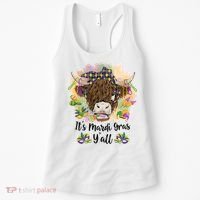 It's Mardi Gras Y'all Heifer Cow Farmer Farming Funny Women's Tank Top thumb 0