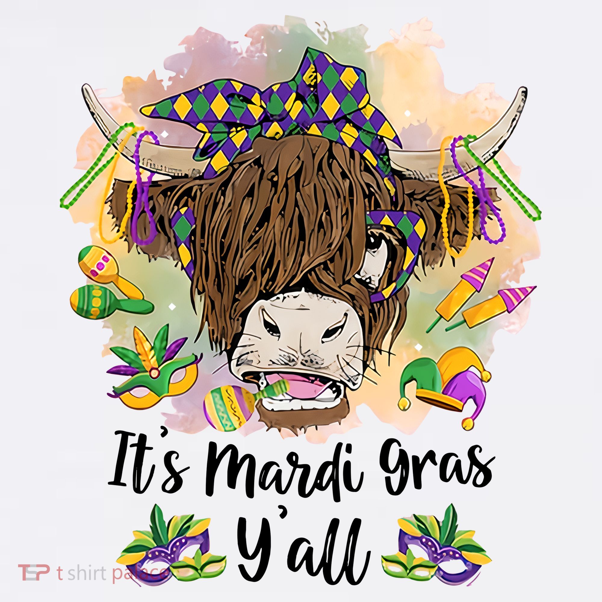 It's Mardi Gras Y'all Heifer Cow Farmer Farming Funny Women's Tank Top