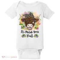 It's Mardi Gras Y'all Heifer Cow Farmer Farming Funny Baby Bodysuit thumb 0