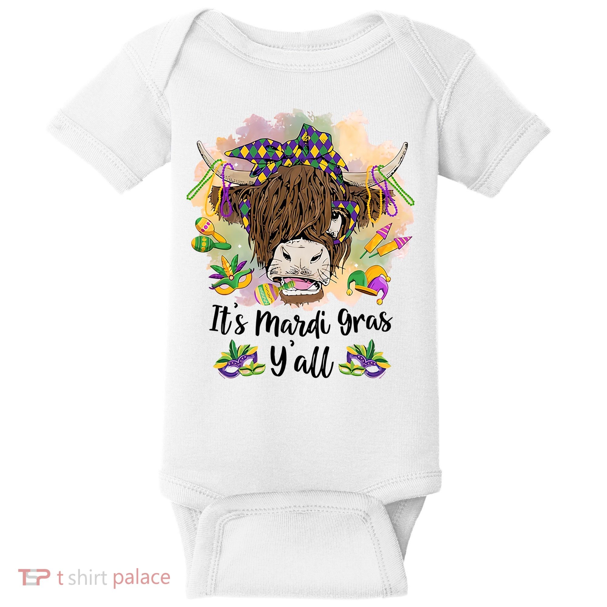 It's Mardi Gras Y'all Heifer Cow Farmer Farming Funny Baby Bodysuit
