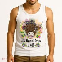 It's Mardi Gras Y'all Heifer Cow Farmer Farming Funny Tank Top thumb 3