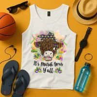 It's Mardi Gras Y'all Heifer Cow Farmer Farming Funny Tank Top thumb 4