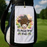 It's Mardi Gras Y'all Heifer Cow Farmer Farming Funny Golf Towel thumb 2