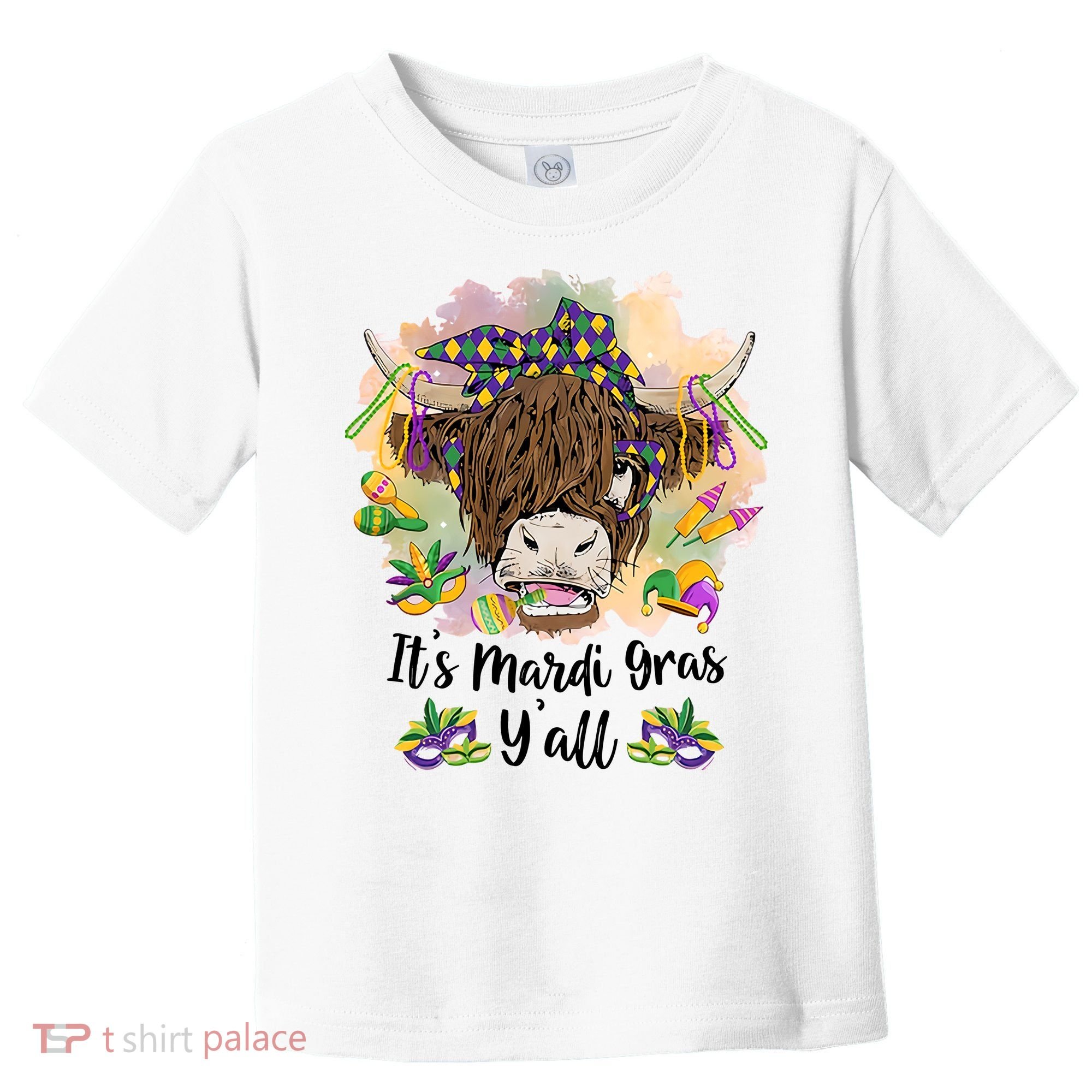 It's Mardi Gras Y'all Heifer Cow Farmer Farming Funny Toddler T-Shirt
