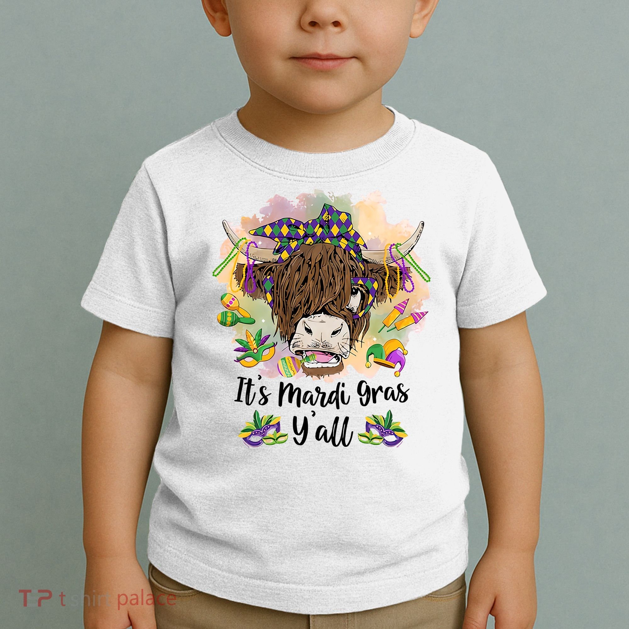 It's Mardi Gras Y'all Heifer Cow Farmer Farming Funny Toddler T-Shirt