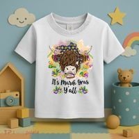 It's Mardi Gras Y'all Heifer Cow Farmer Farming Funny Toddler T-Shirt thumb 3