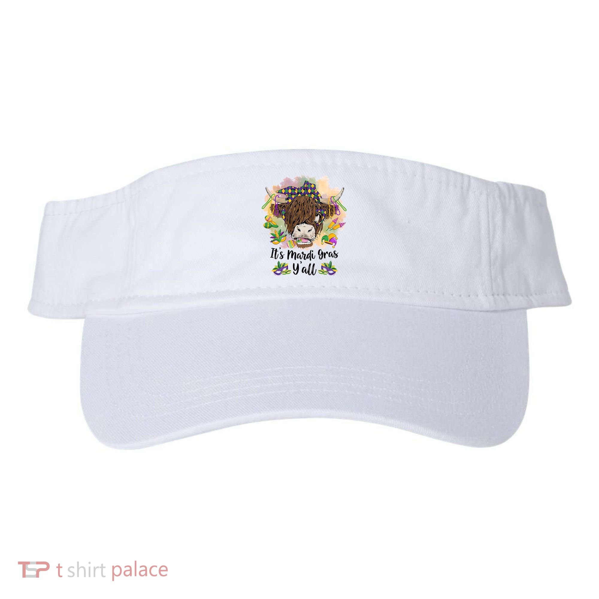 It's Mardi Gras Y'all Heifer Cow Farmer Farming Funny Visor