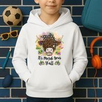 It's Mardi Gras Y'all Heifer Cow Farmer Farming Funny Kids Hoodie thumb 2