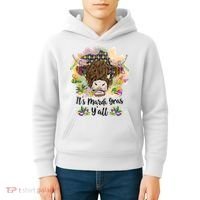 It's Mardi Gras Y'all Heifer Cow Farmer Farming Funny Kids Hoodie thumb 4